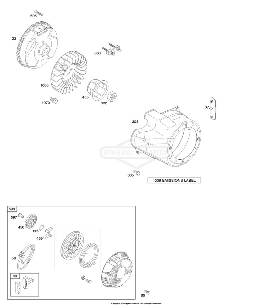 Blower Housing/Shrouds, Flywheel, Rewind Starter