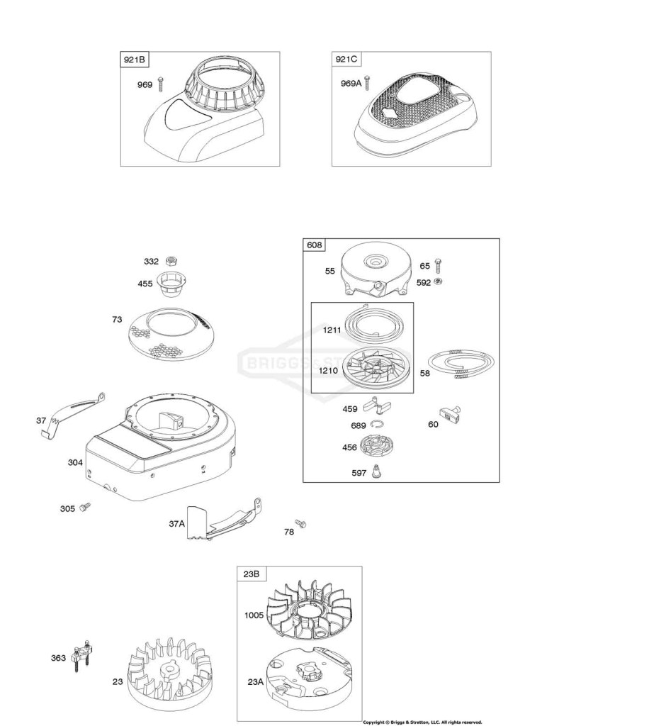 Blower Housing/Shrouds, Flywheel, Rewind Starter