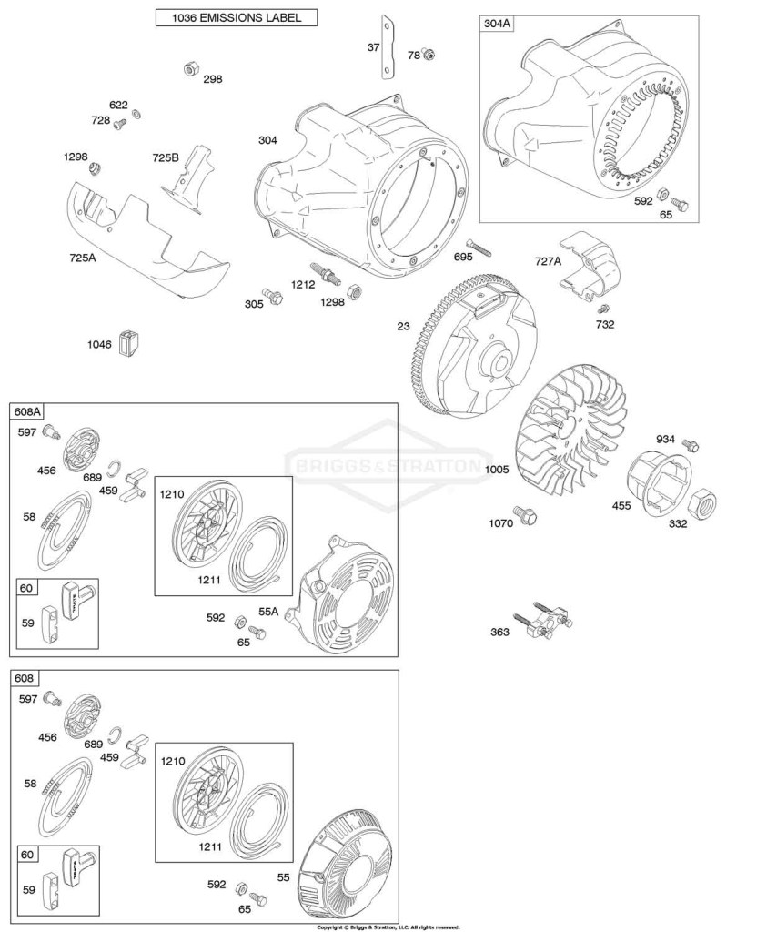 Blower Housing/Shrouds, Flywheel, Rewind Starter