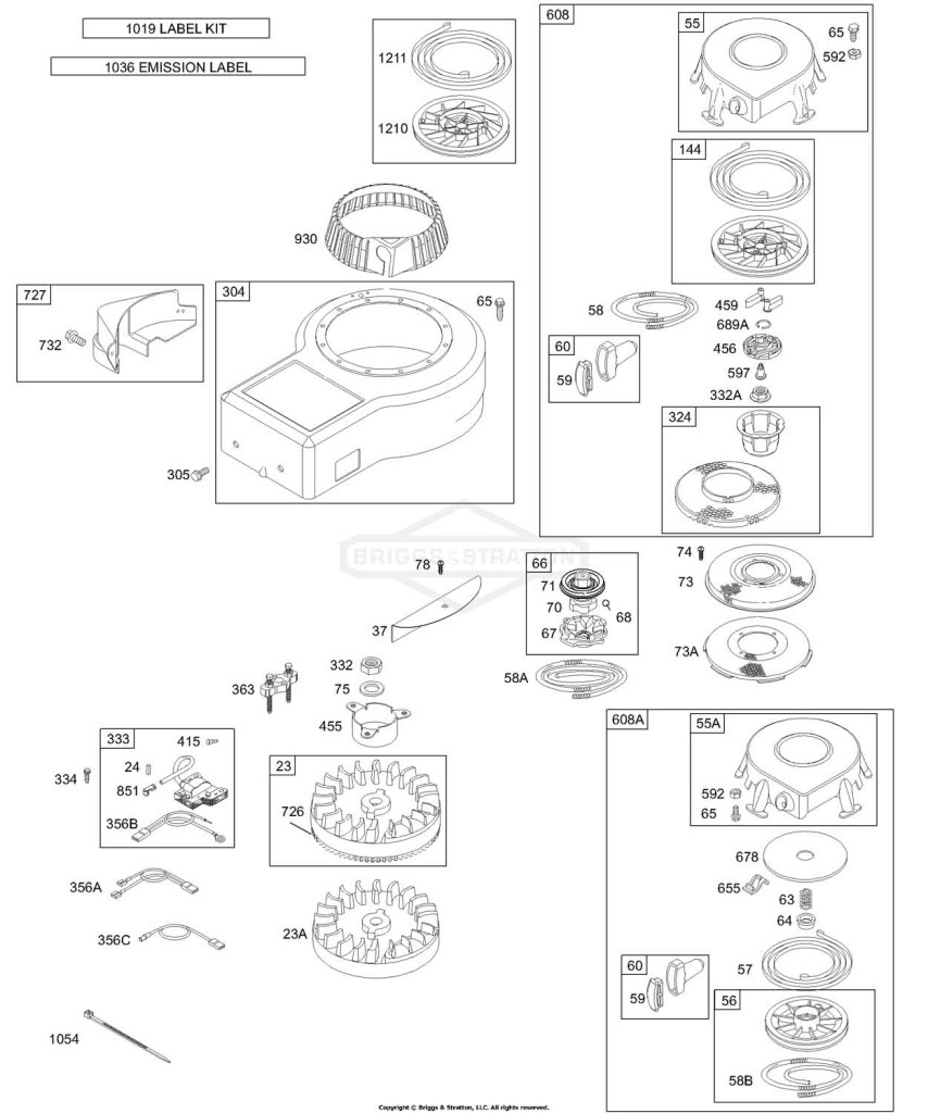 Blower Housing, Flywheel, Armature, Rewind
