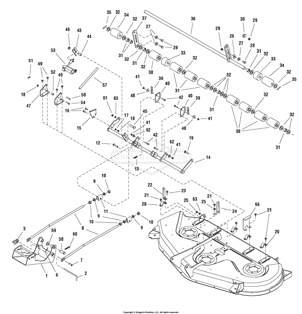 54 Mower Deck - Electric Height Adjustment & Roller Bar Group