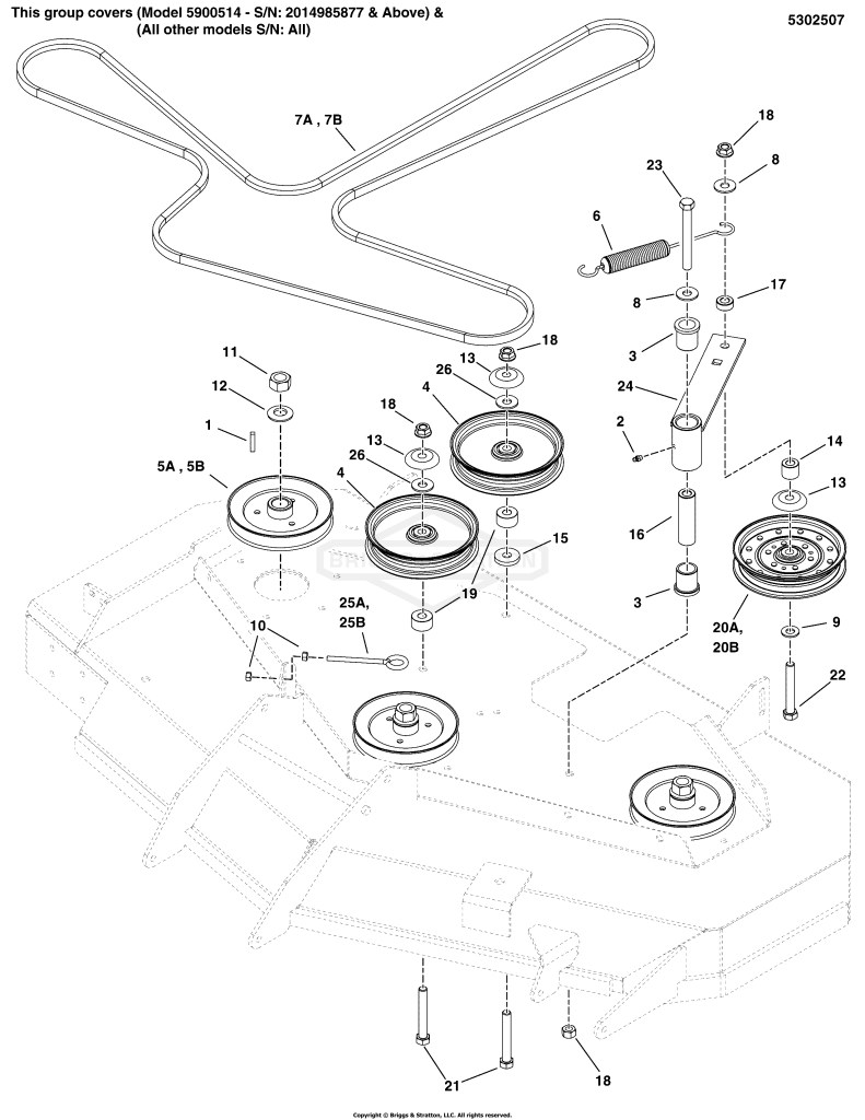 48 & 52 Mower Deck - Pulleys, Belts & Idler Arm