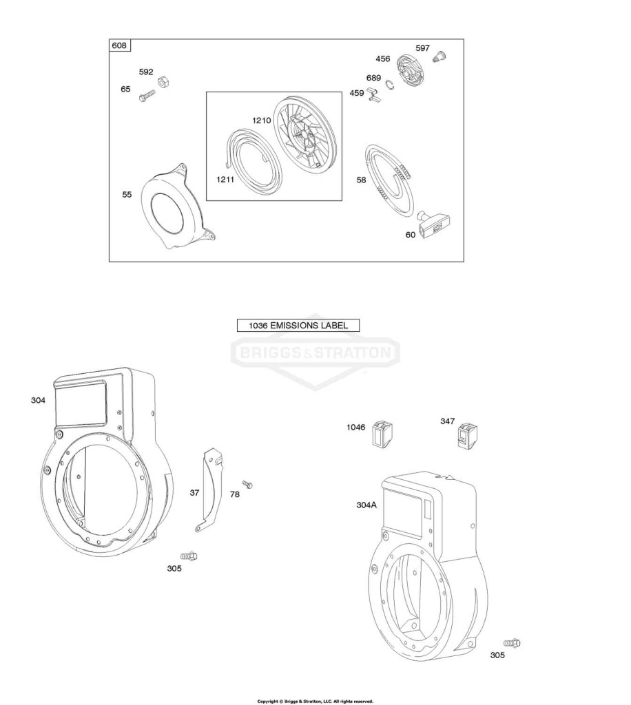 Blower Housing/Shrouds, Rewind Starter