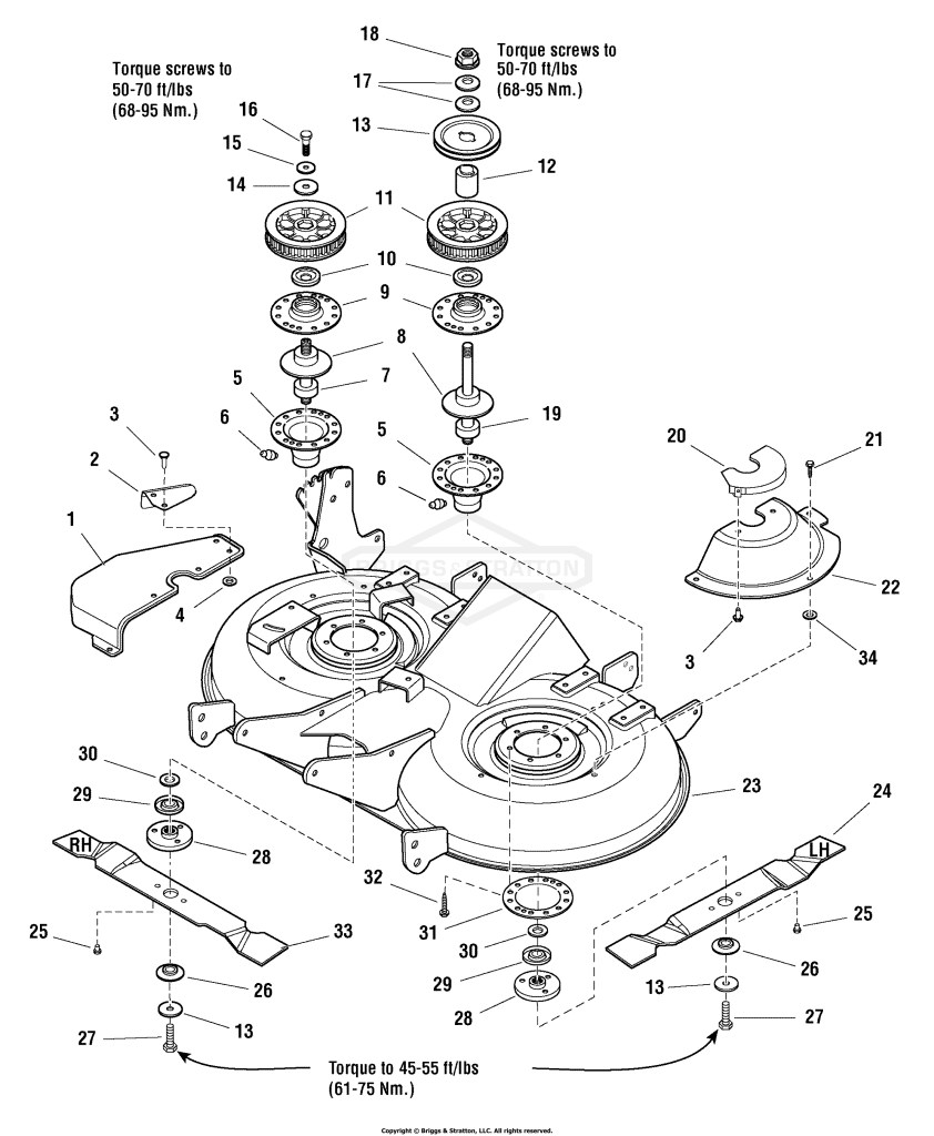 40 Mower Deck - Housing, Arbors & Blade