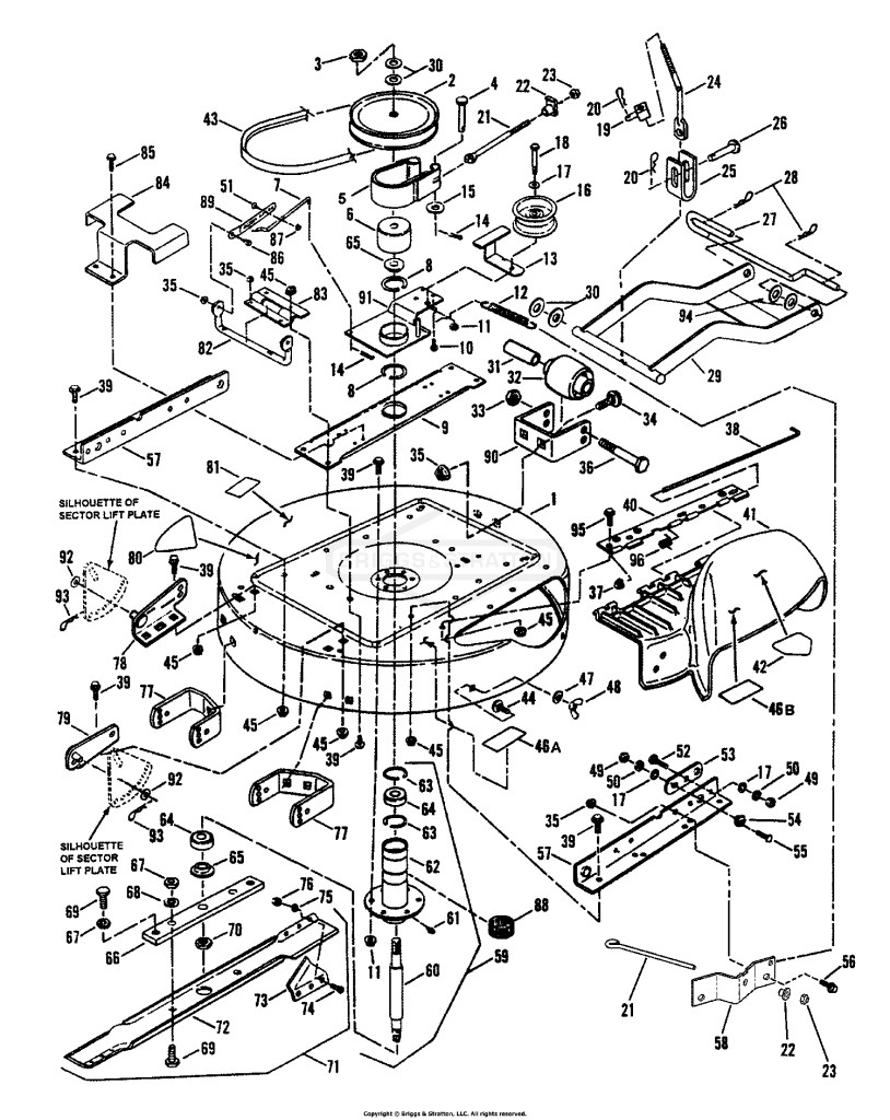 33 CUTTING DECK, BELTS, BRAKES