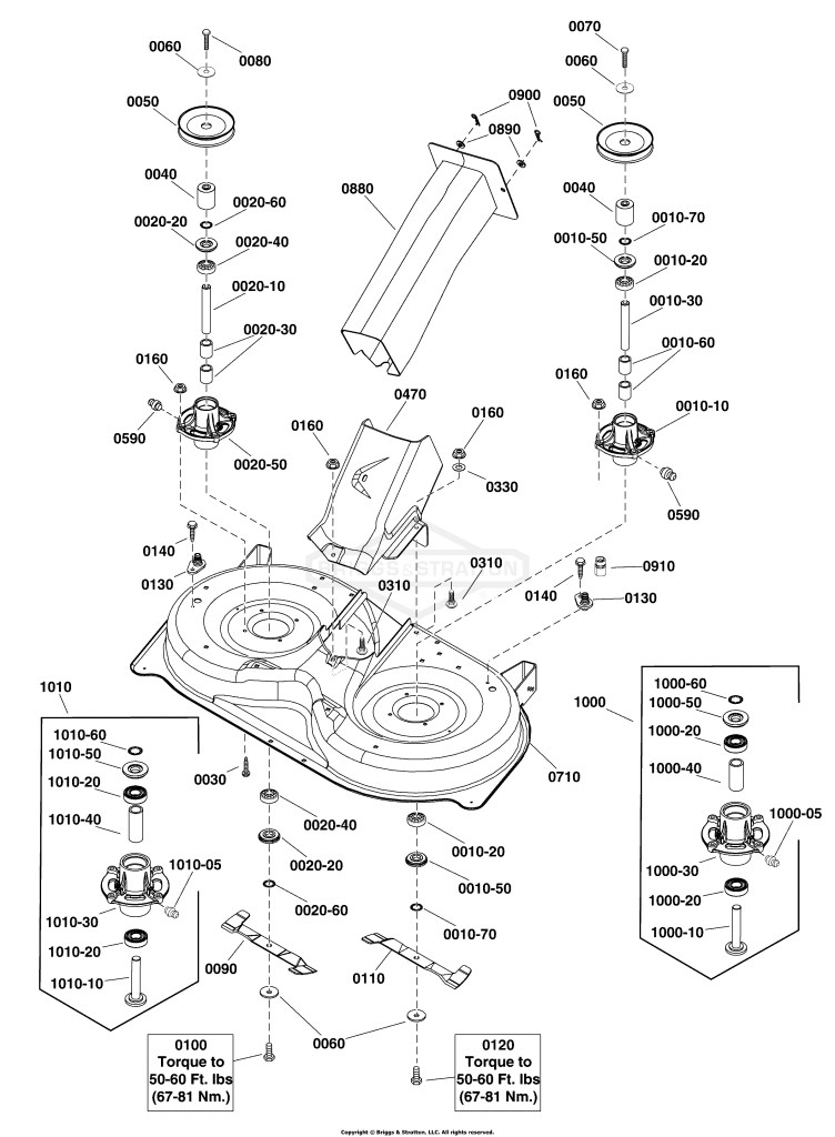 96cm Mower Deck - Housing & Blades Group