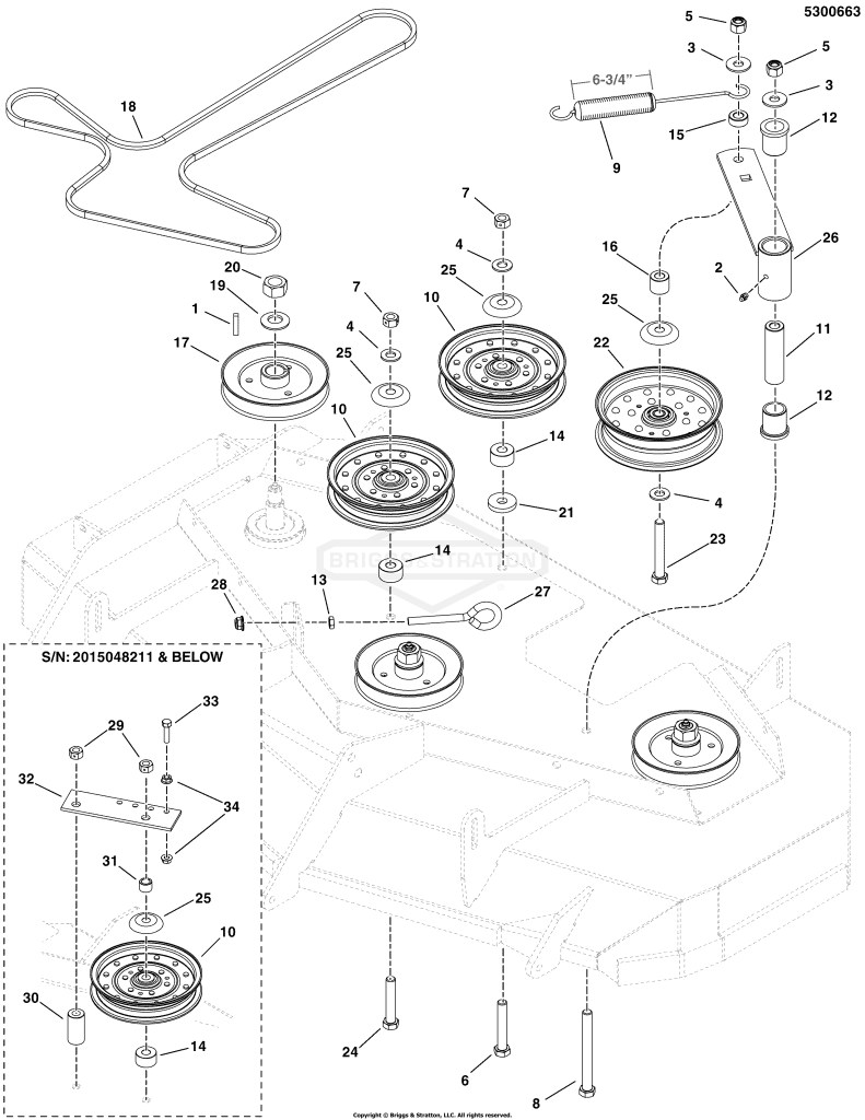 48 iCD Mower Deck - Pulleys, Belt & Idler Arm