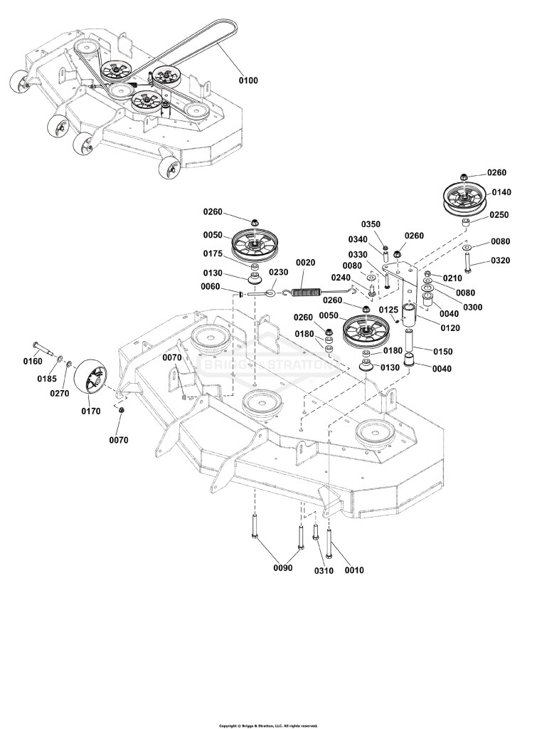 52 Mower Deck - Pulleys, Belt, and Idler Arm