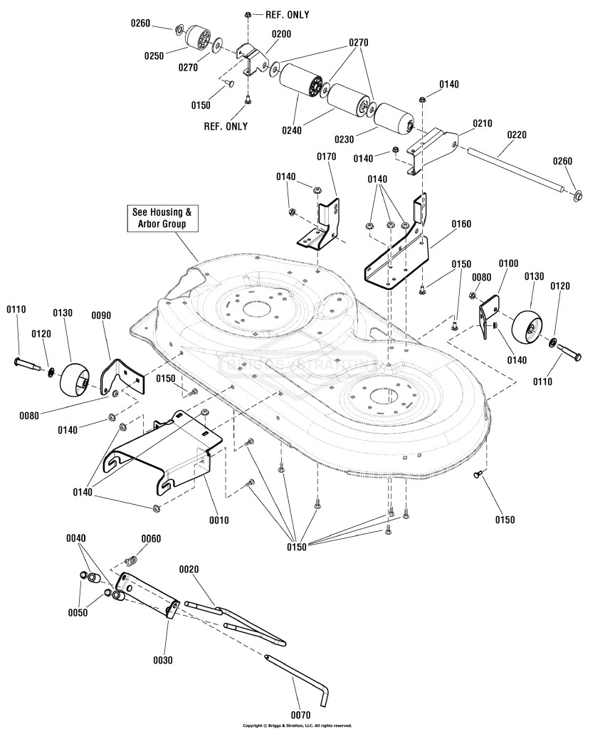 42 (107cm) Mower Deck - Height Adjustment & Roller Bar Group