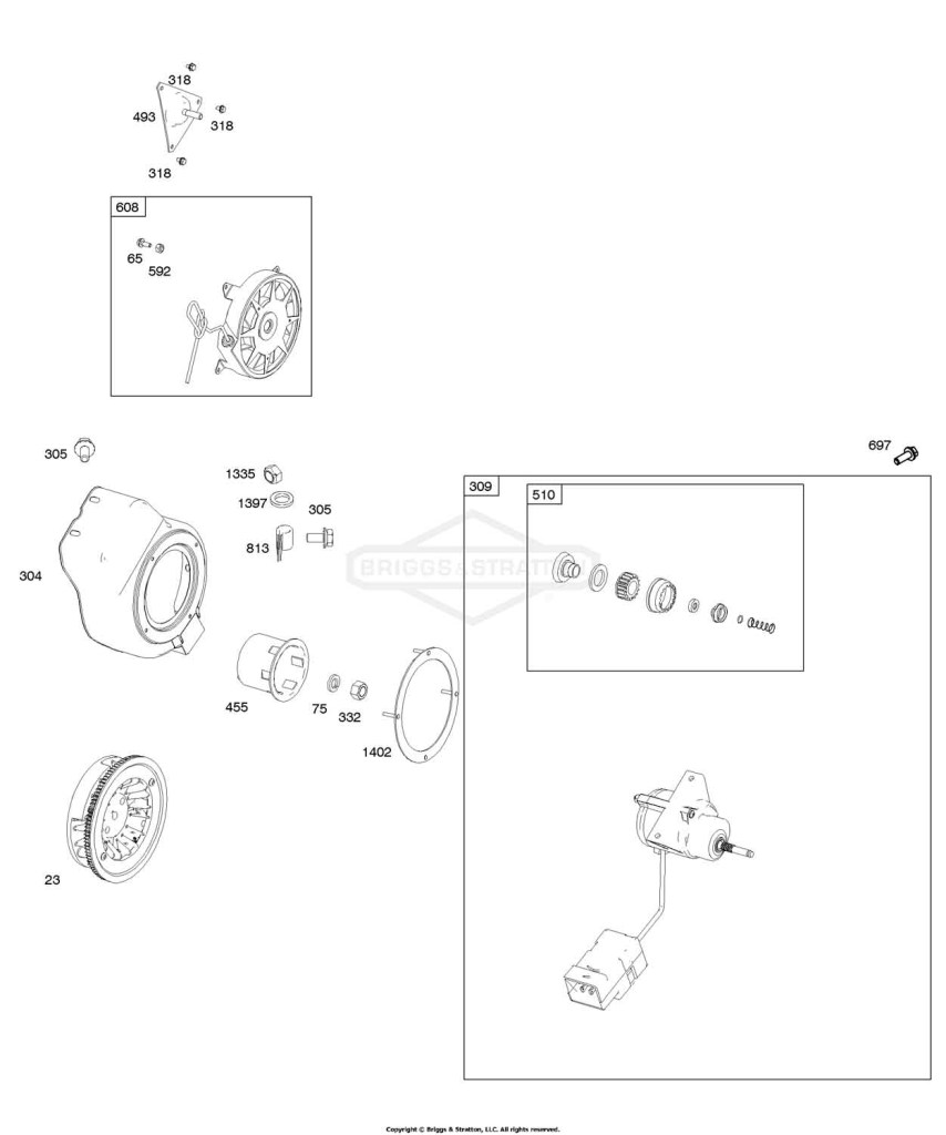 Blower Housing/Shrouds, Electric Starter, Flywheel, Rewind Starter