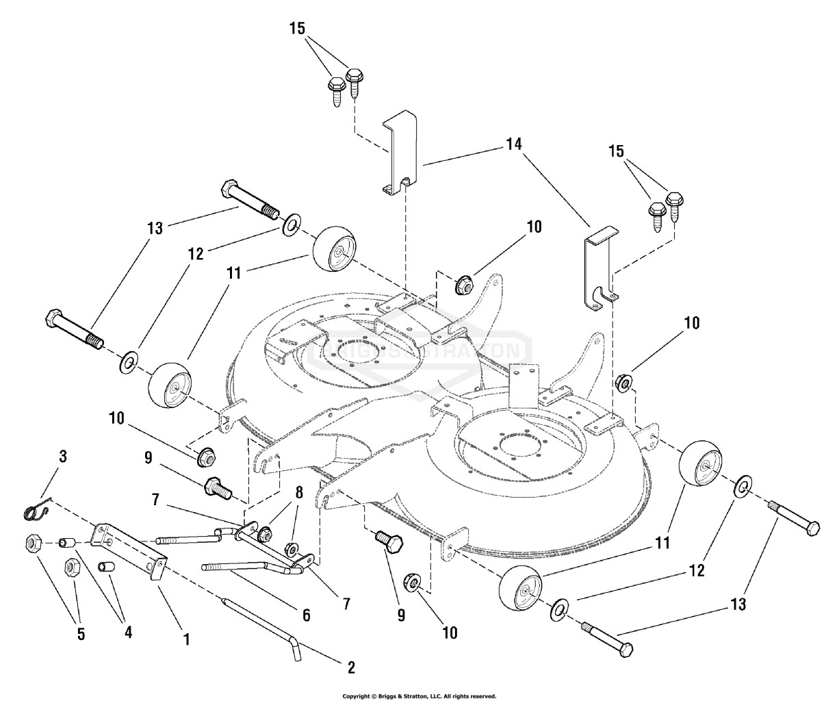 40 Mower Deck - Height Adjustment & Roller Bar