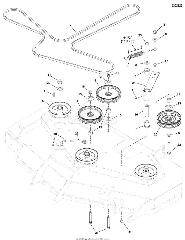 52 Mower Deck - Pulleys, Belt & Idler Arm