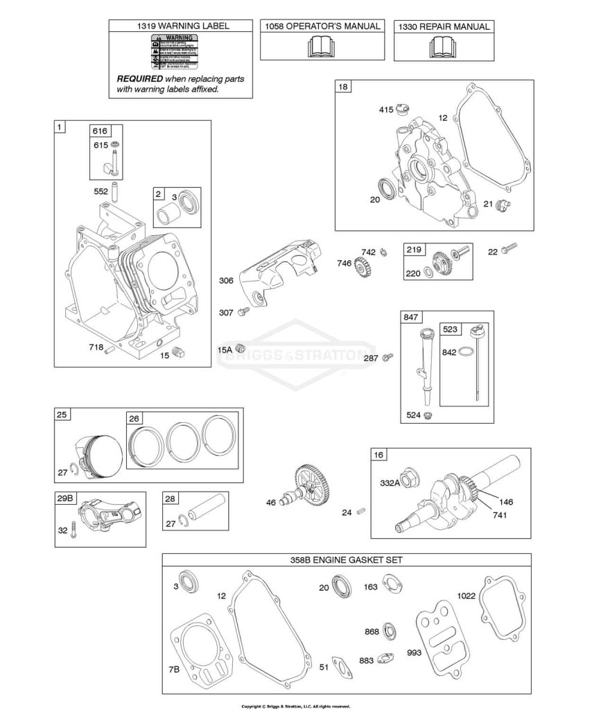 Camshaft, Crankcase Cover, Crankshaft, Cylinder, Lubrication, Piston Group