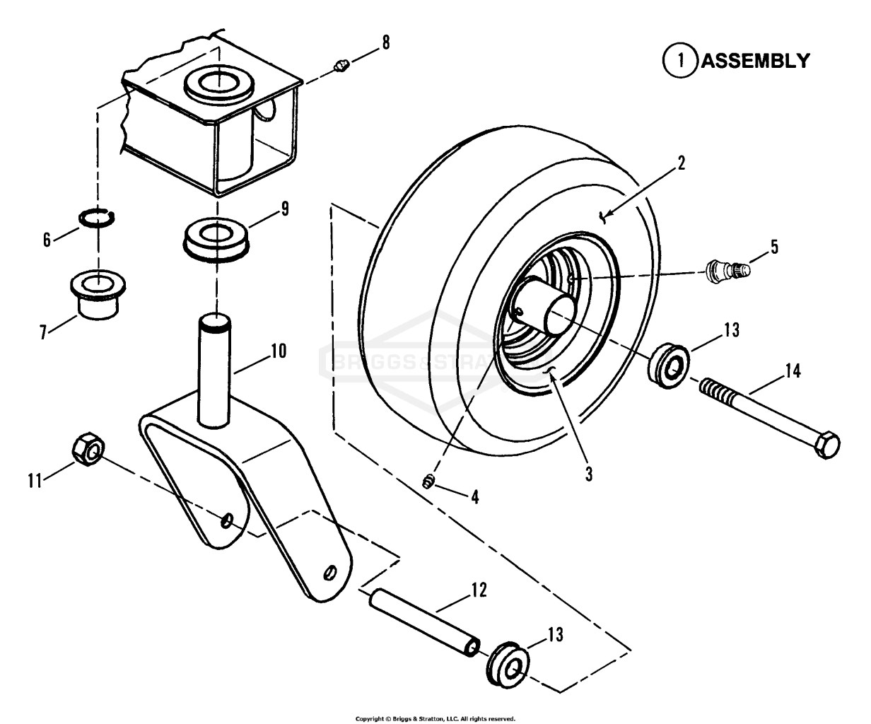Caster, Front Wheel & Tire Assembly