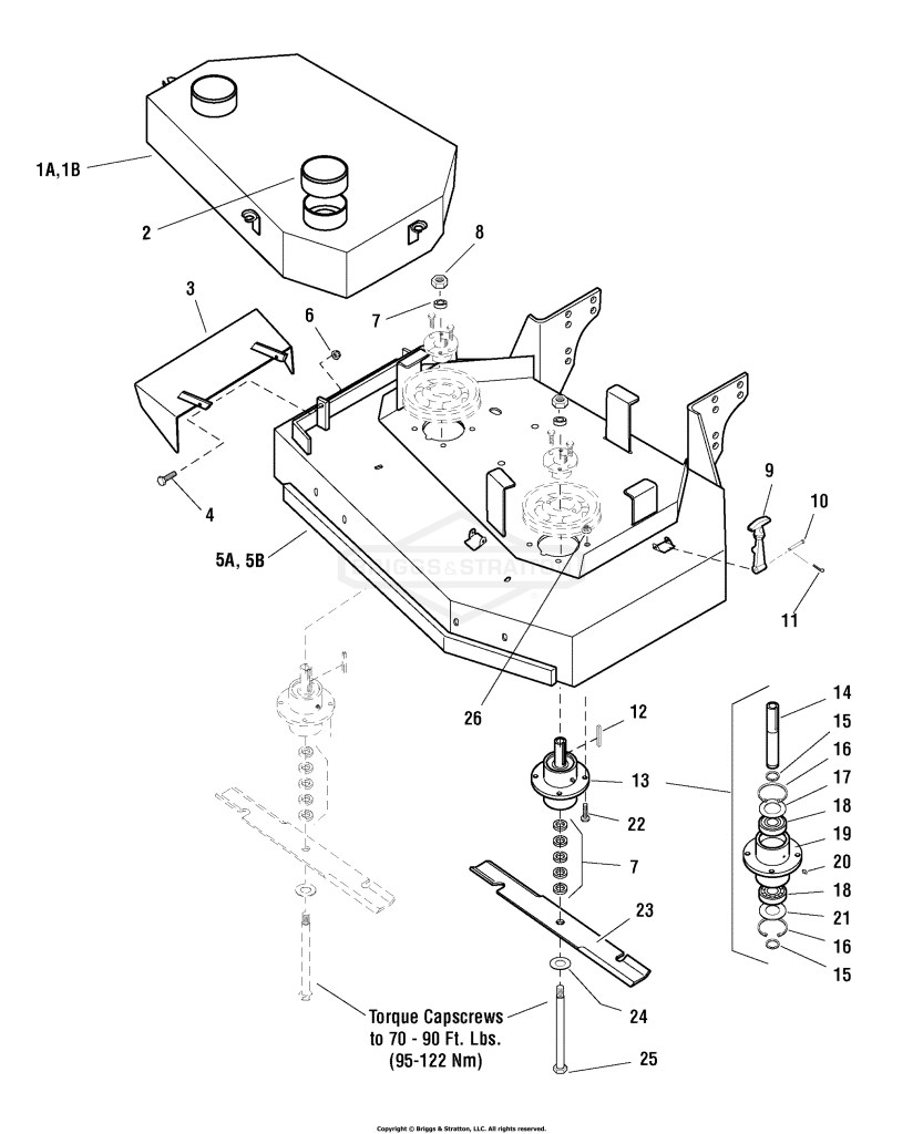 36 Mower Deck - Housing, Cover, Spindles & Blades