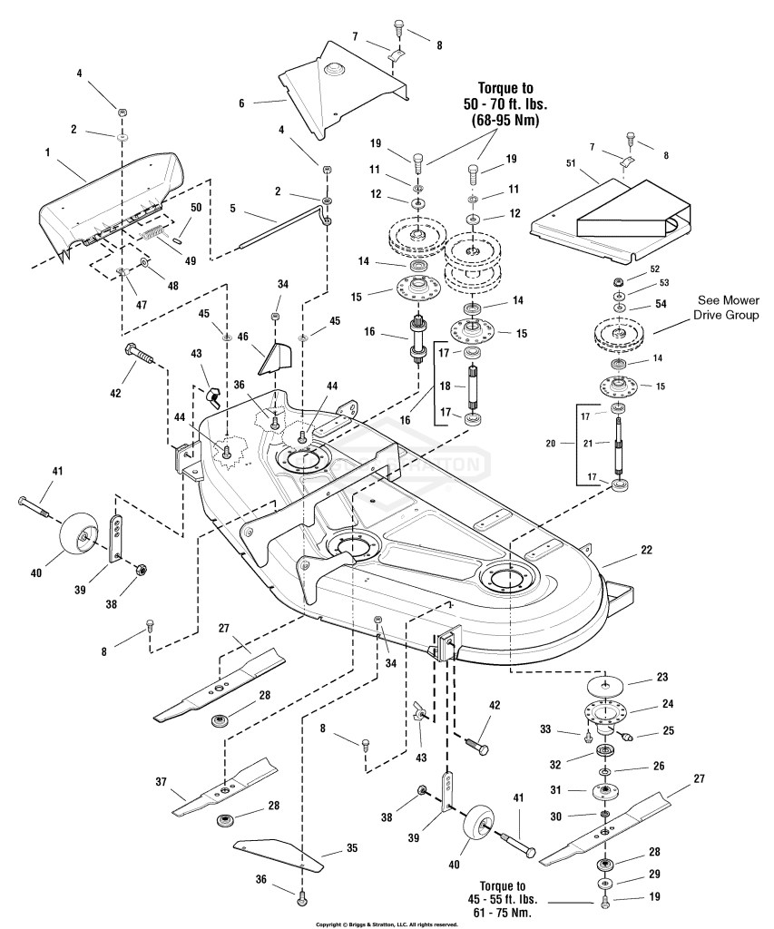 54 Mower Deck - Housing, Arbors & Blades Group