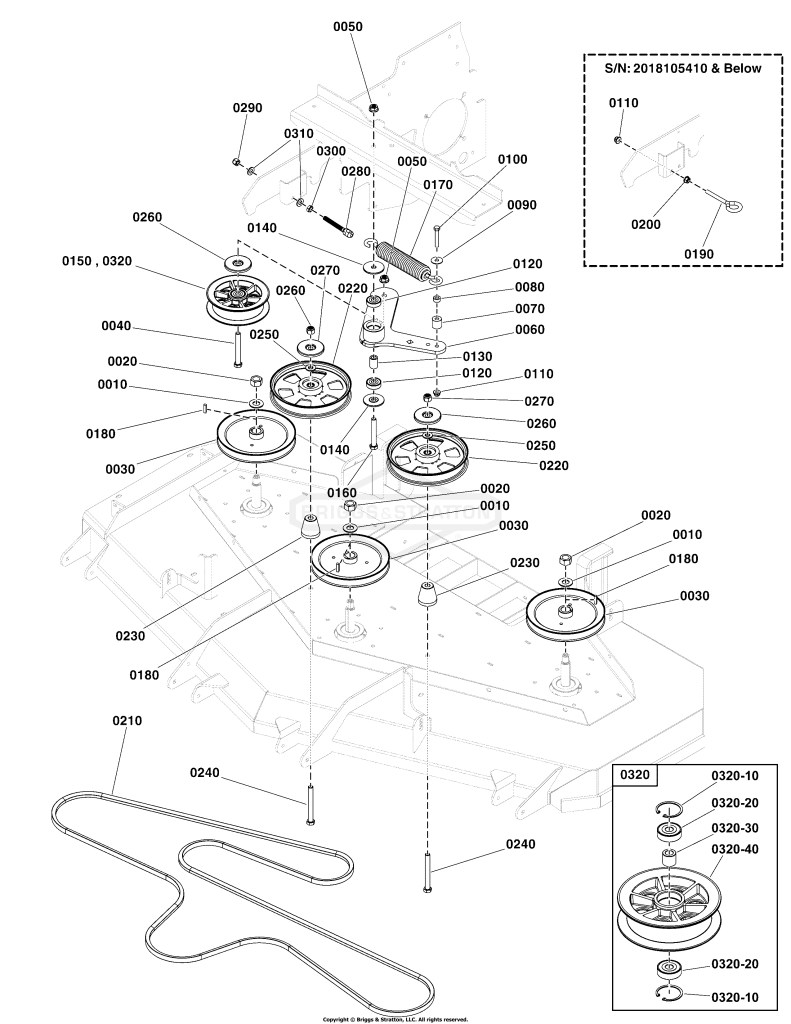 72 Mower Deck Group - Pulleys, Belt & Idler Arm