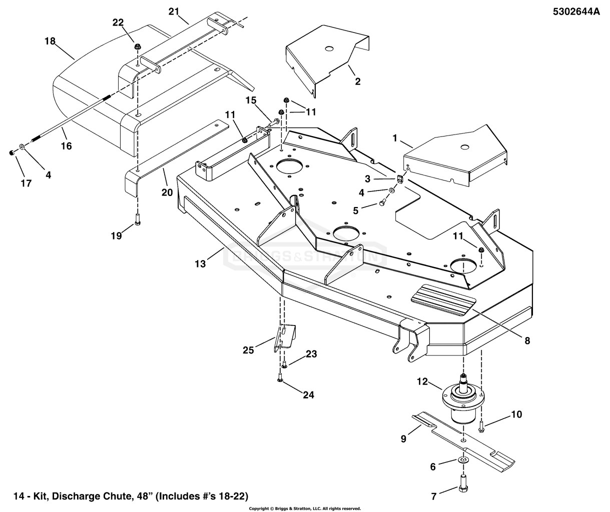 48 Mower Deck - Housing, Covers, Spindles & Blades