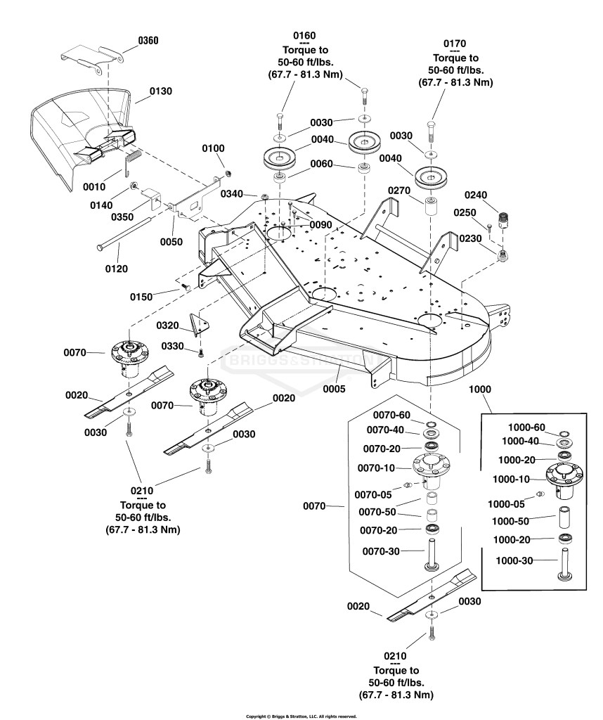 48 (122cm) Mower Deck - Housing, Arbors & Blades Group
