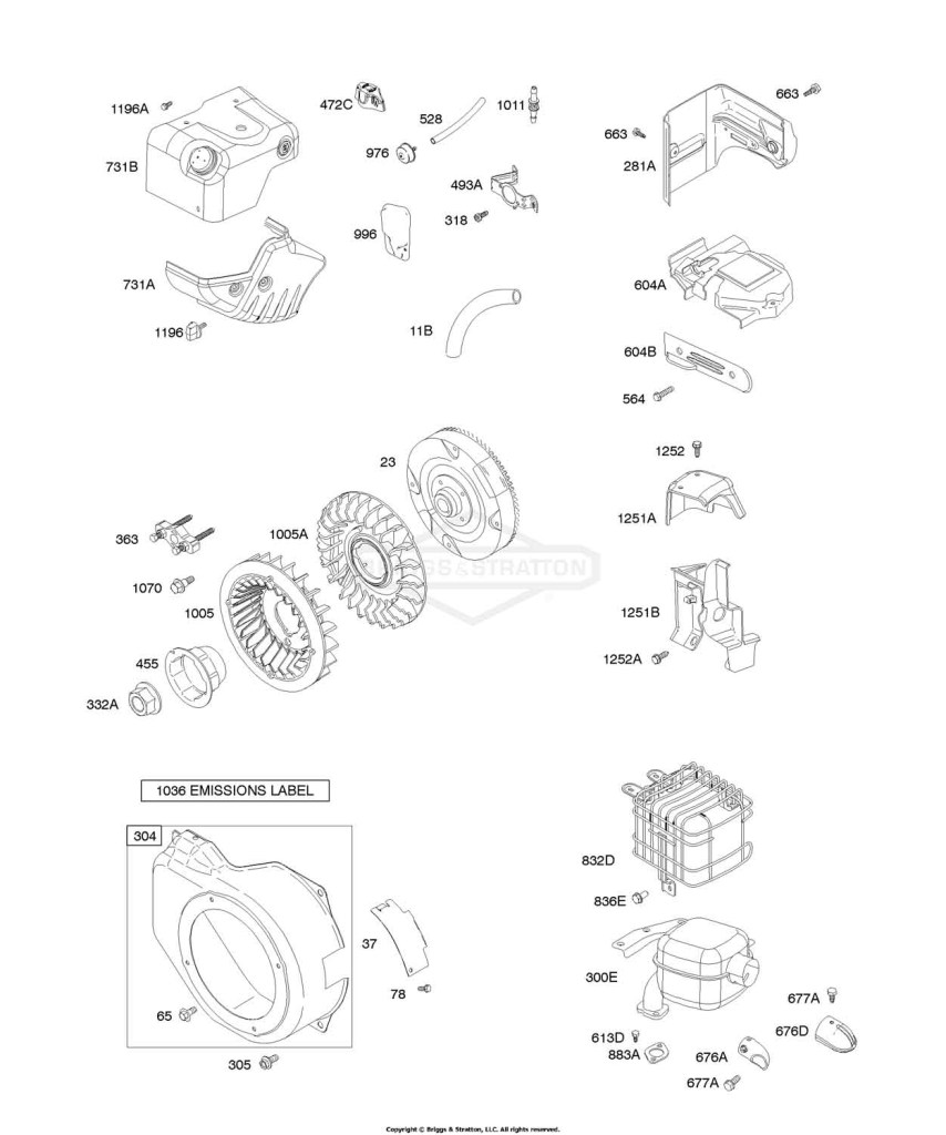 Blower Housing/Shrouds, Exhaust System, Flywheel