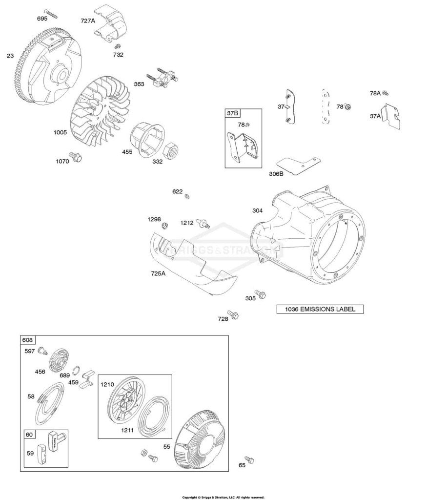 Blower Housing/Shrouds, Flywheel, Rewind Starter