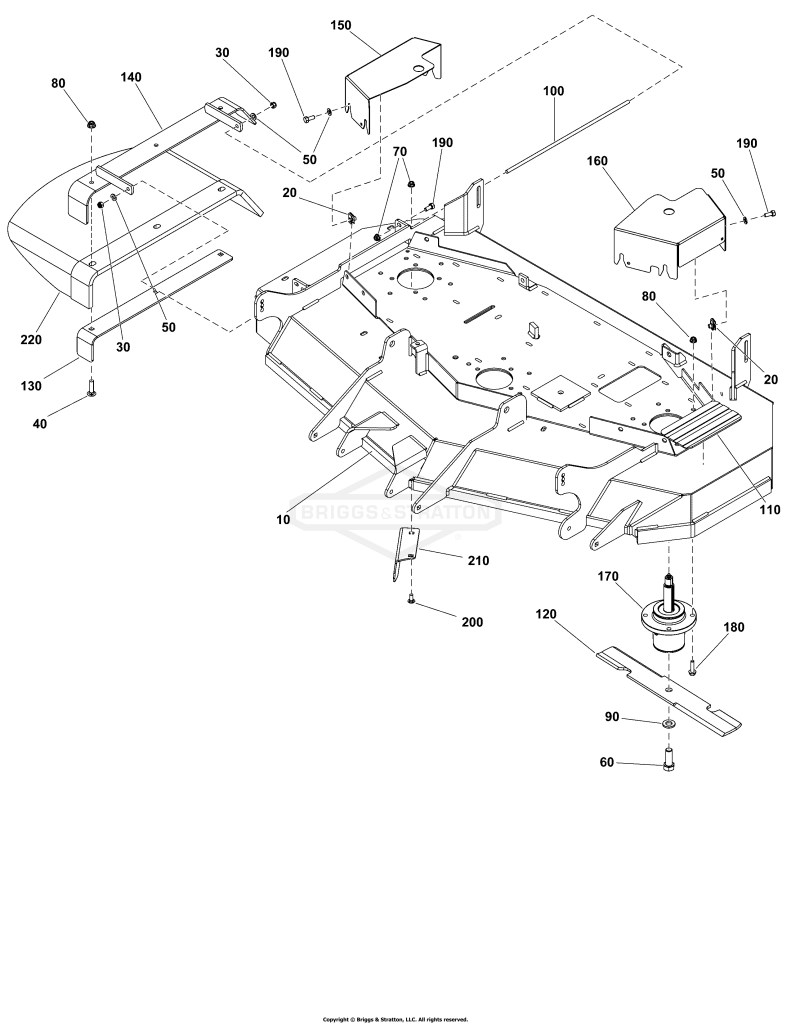 52 Mower Deck Group - Housing, Covers, Spindles, and Blades