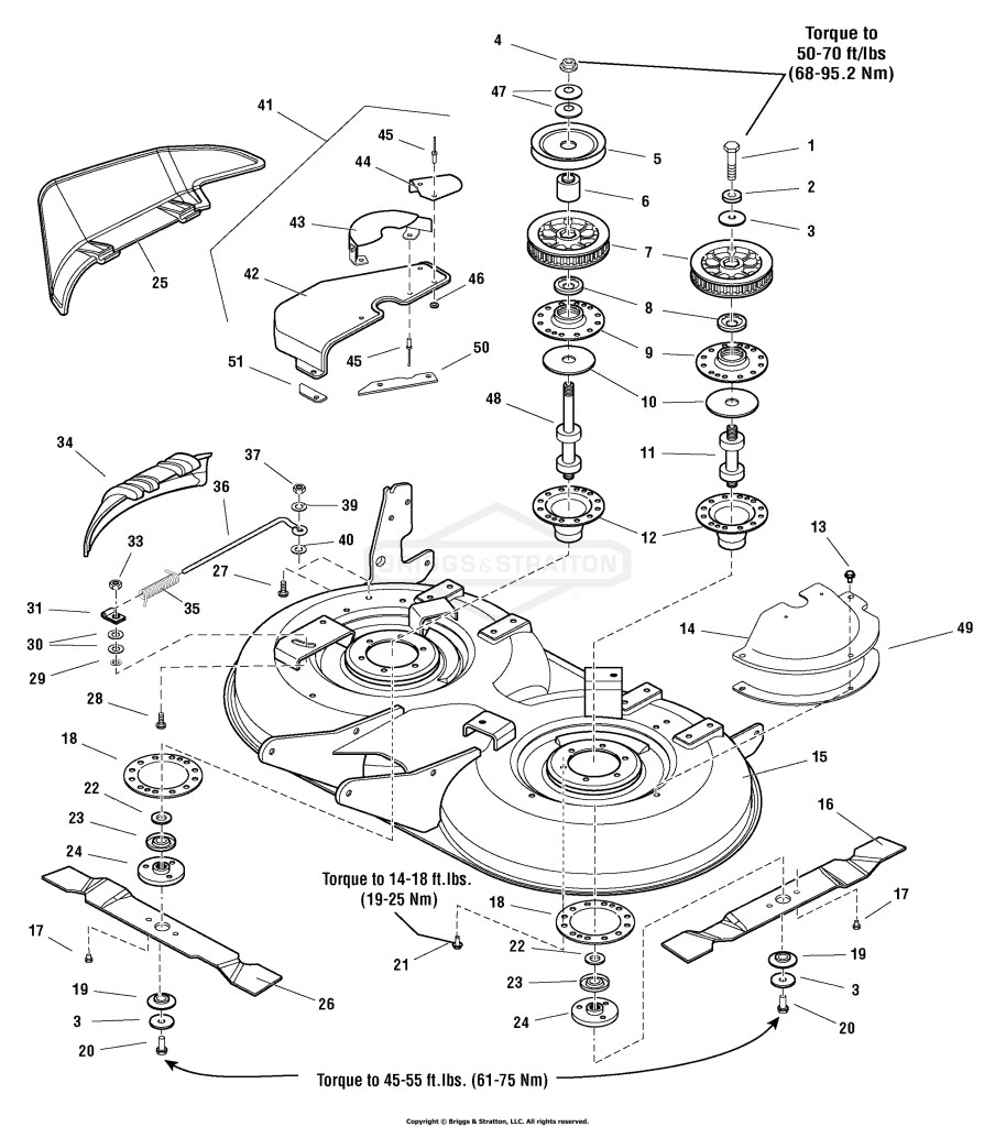 40 Mower Deck - Housing, Arbors & Blades