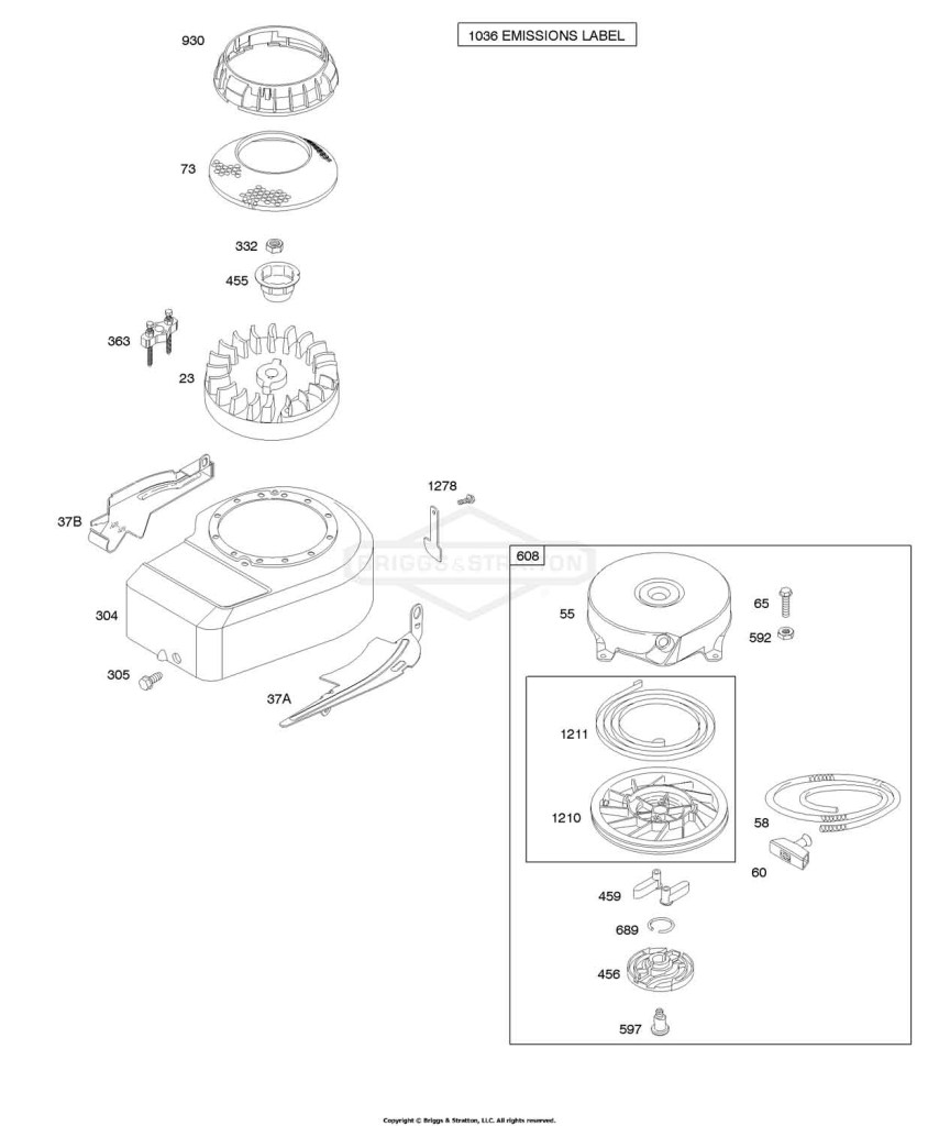 Blower Housing/Shrouds, Flywheel, Rewind Starter