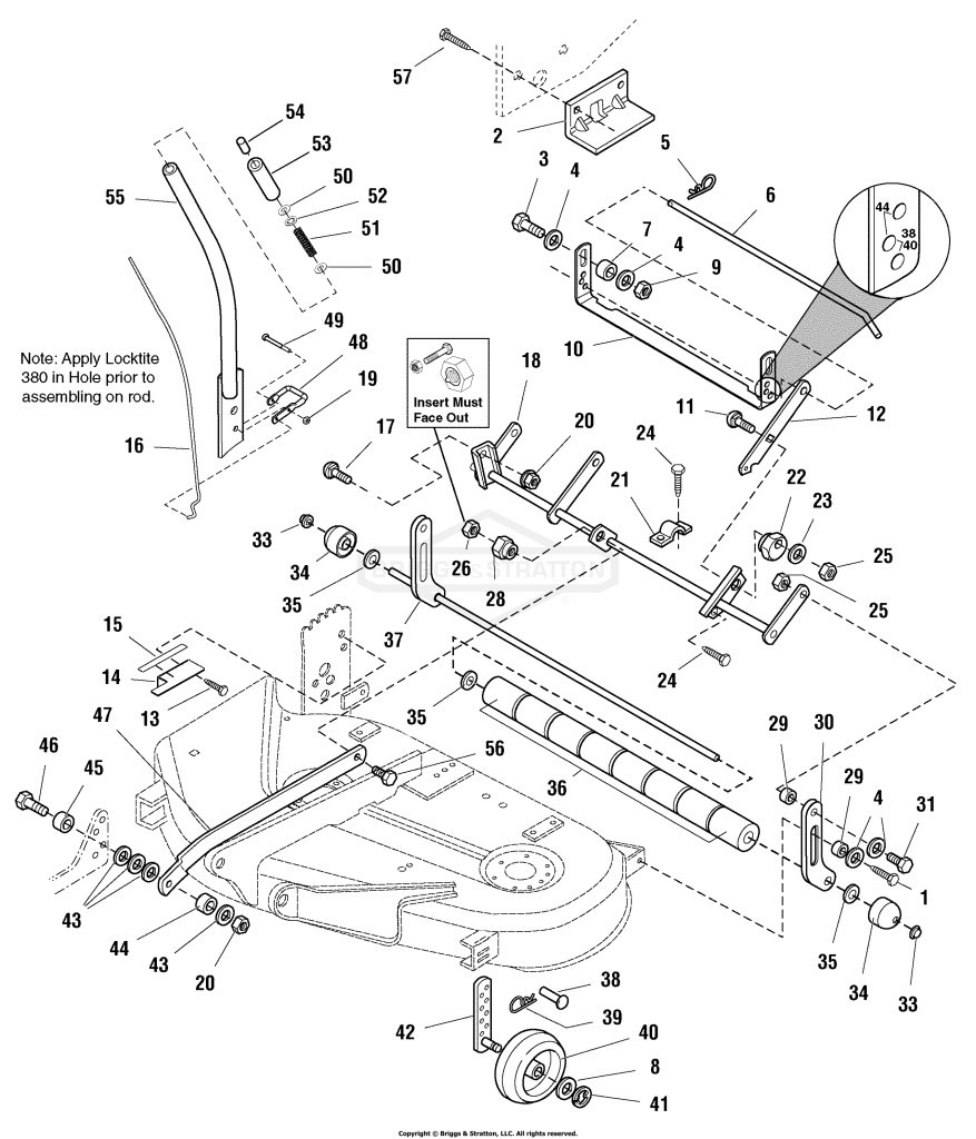 38 Mower Deck - Height Adjustment & Roller Bar