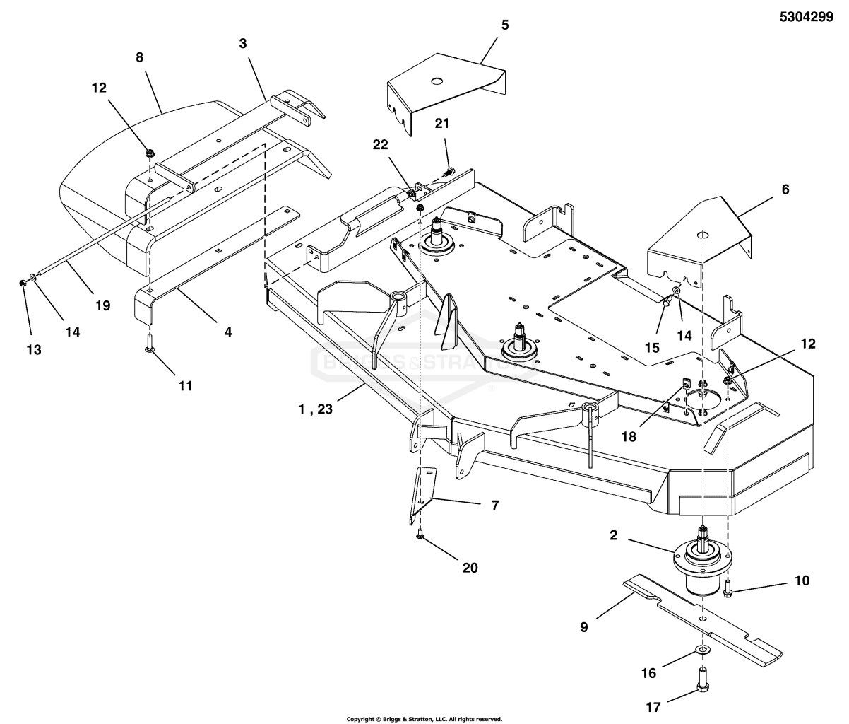 52 Mower Deck - Housing, Covers, Spindles & Blades