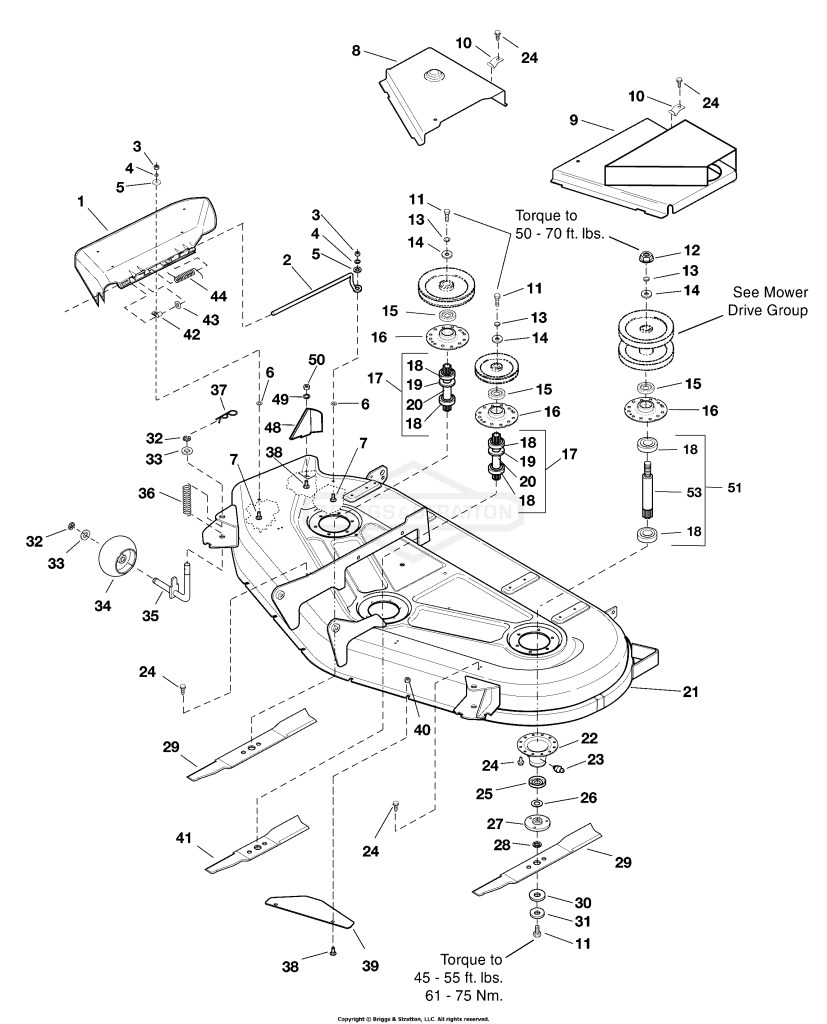 54 Mower Deck - Housing, Arbors & Blades Group