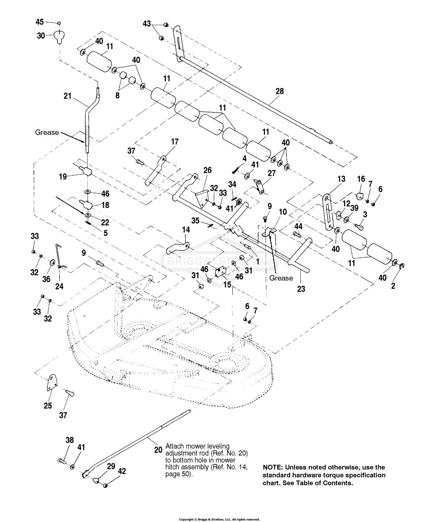 38 Mower Deck - Height Adjustment & Rollers