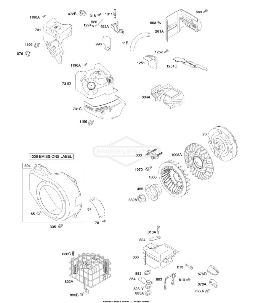 Blower Housing/Shrouds, Exhaust System, Flywheel