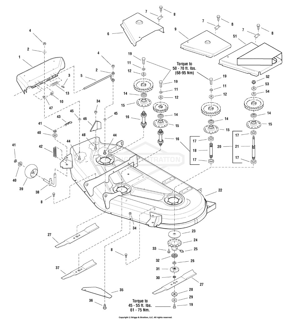 54 Mower Deck - Housing, Arbors & Blade Group