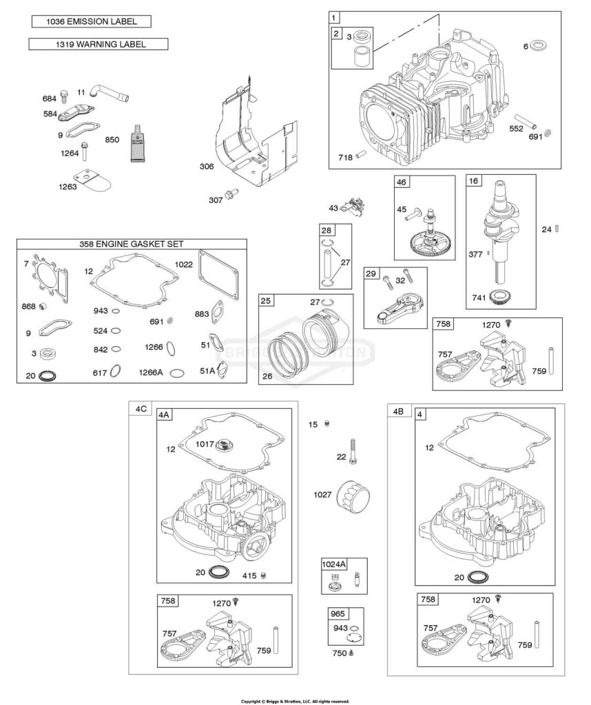 Camshaft, Crankshaft, Cylinder, Engine Sump, Gasket Set - Engine, Lubrication, Piston, Rings, Connecting Rod, Warning Label