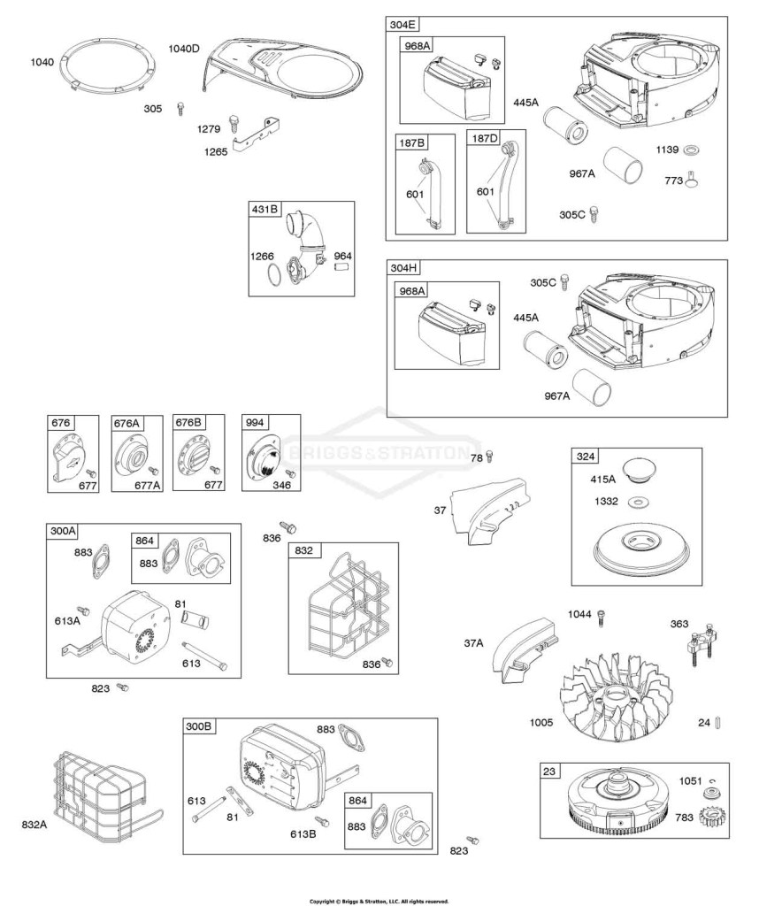 AIR CLEANER, BLOWER HOUSING, EXHAUST SYSTEM, FLYWHEEL