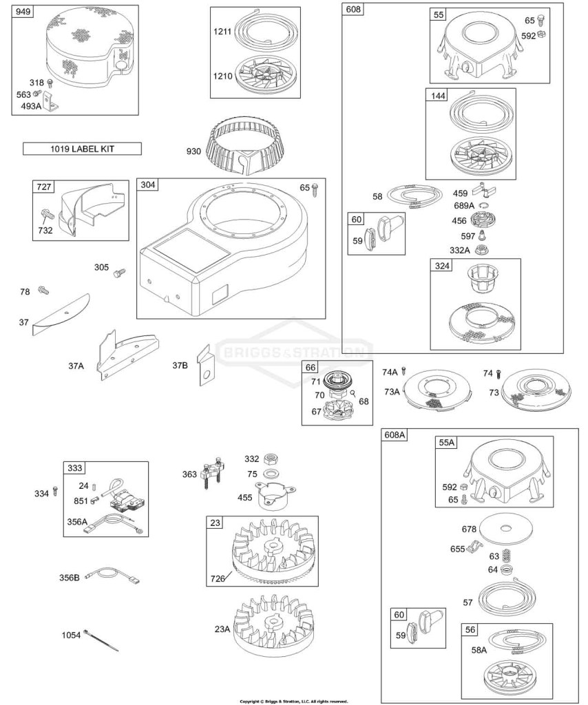 Blower Housing, Flywheel, Armature, Rewind