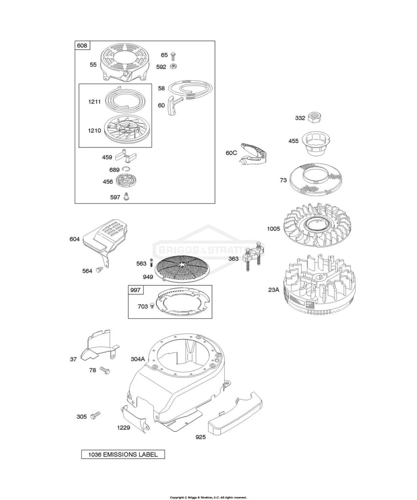 Blower Housing/Shrouds, Flywheel, Rewind Starter