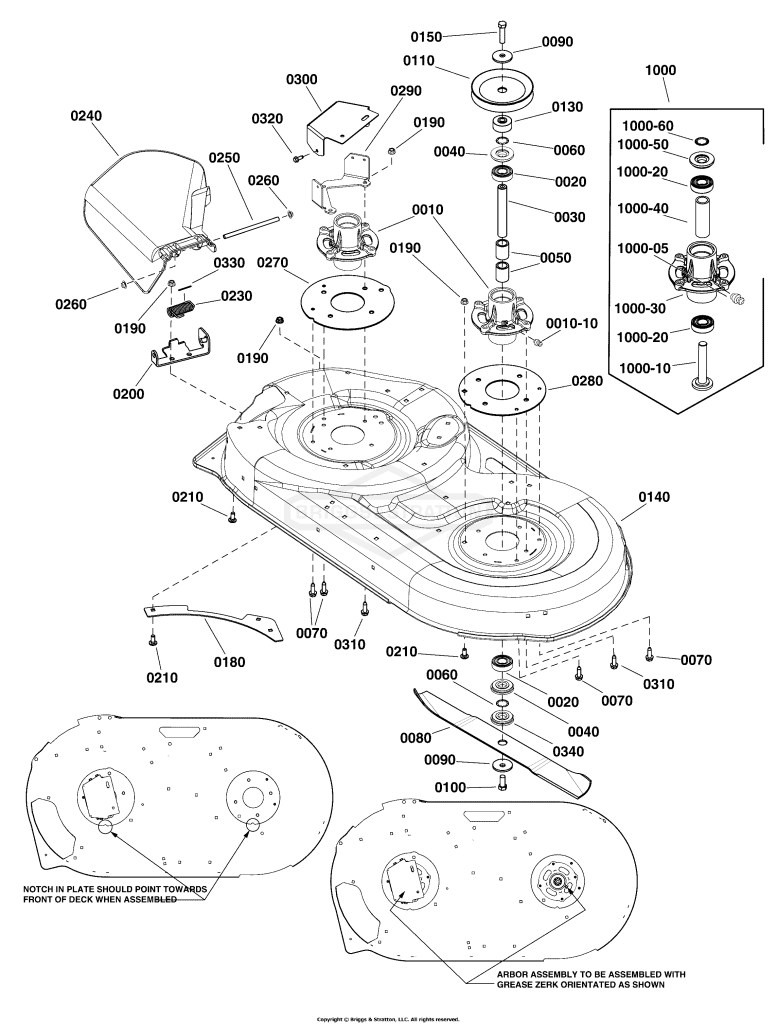 42 (107cm) Mower Deck - Housing, Arbors & Blades Group