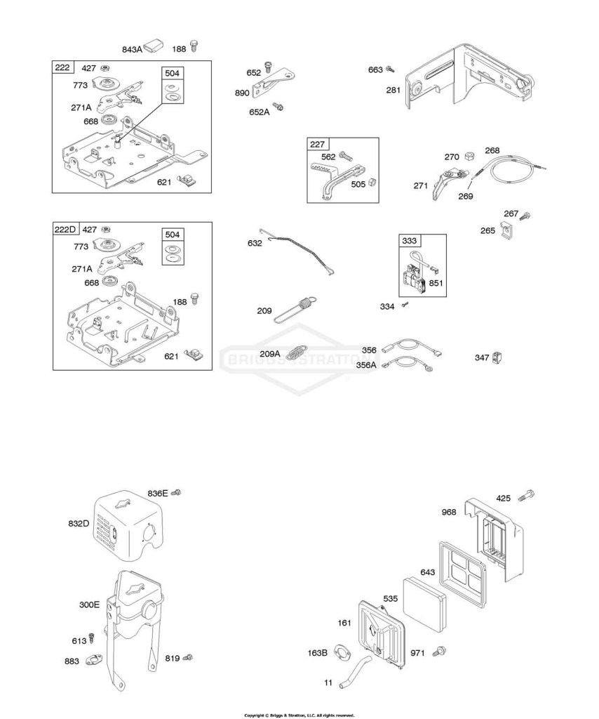 Air Cleaner, Controls, Exhaust System, Governor Spring, Ignition