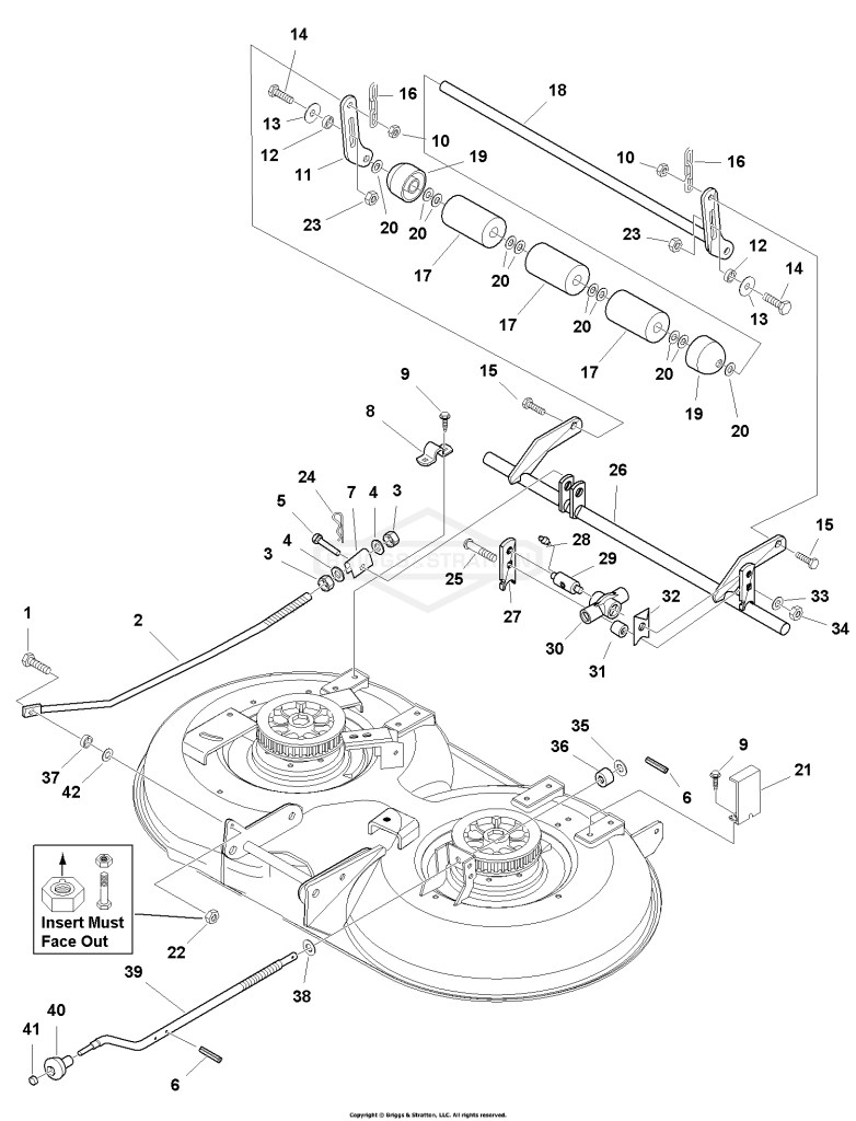 40 Mower Deck - Height Adjustment & Roller Bar