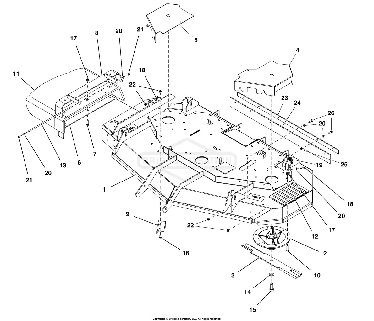 61 Mower Deck - Housing, Covers, Spindles & Blades (2 Belt System)