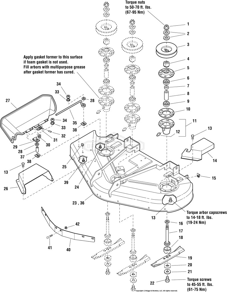44 & 50 Mower Deck - Housing, Arbors & Blades Group