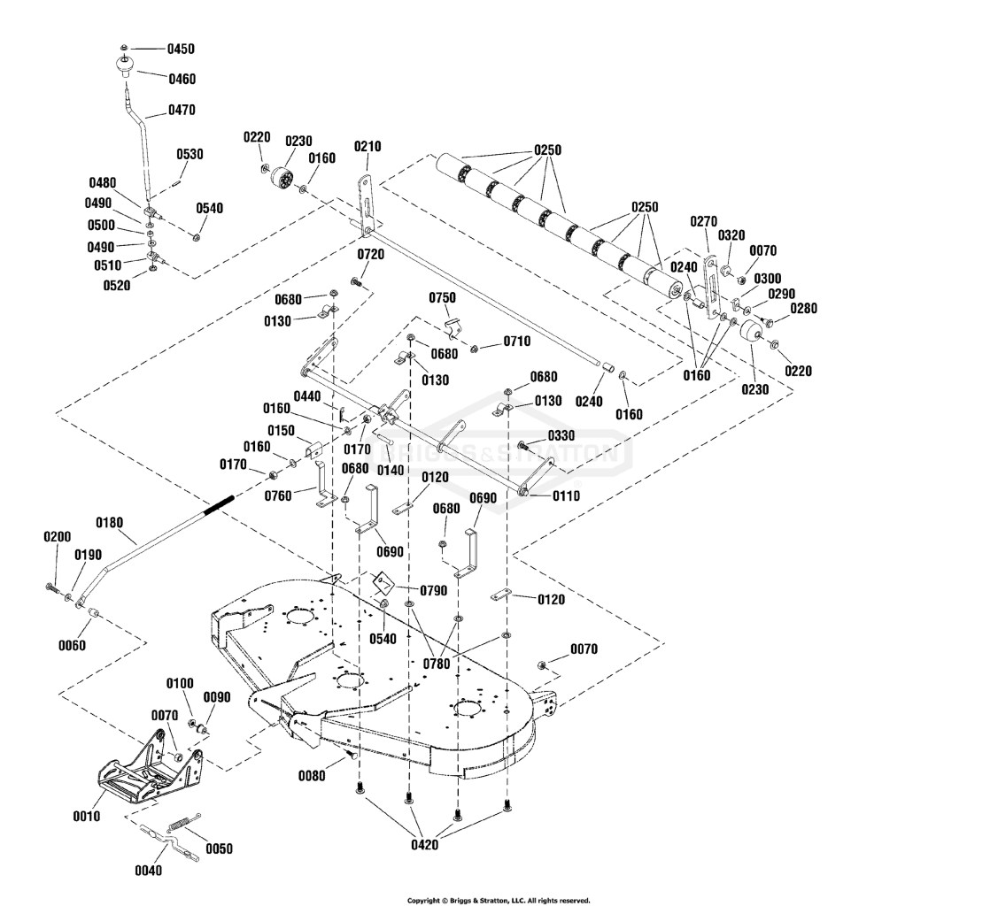 48 (122cm) Mower Deck - Height Adjustment & Roller Bar Group