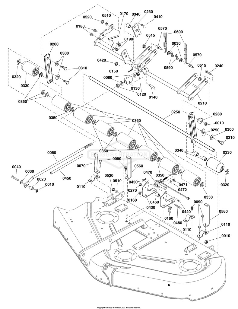 44 (112cm) Mower Deck - Height Adjust & Roller Group