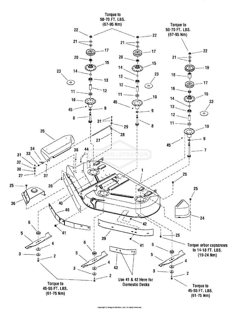 50 Mower Deck - Housing, Arbors & Blades