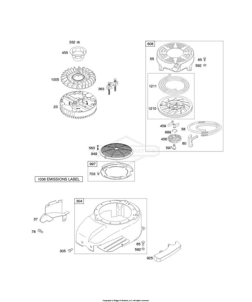 Blower Housing/Shrouds, Flywheel, Rewind Starter