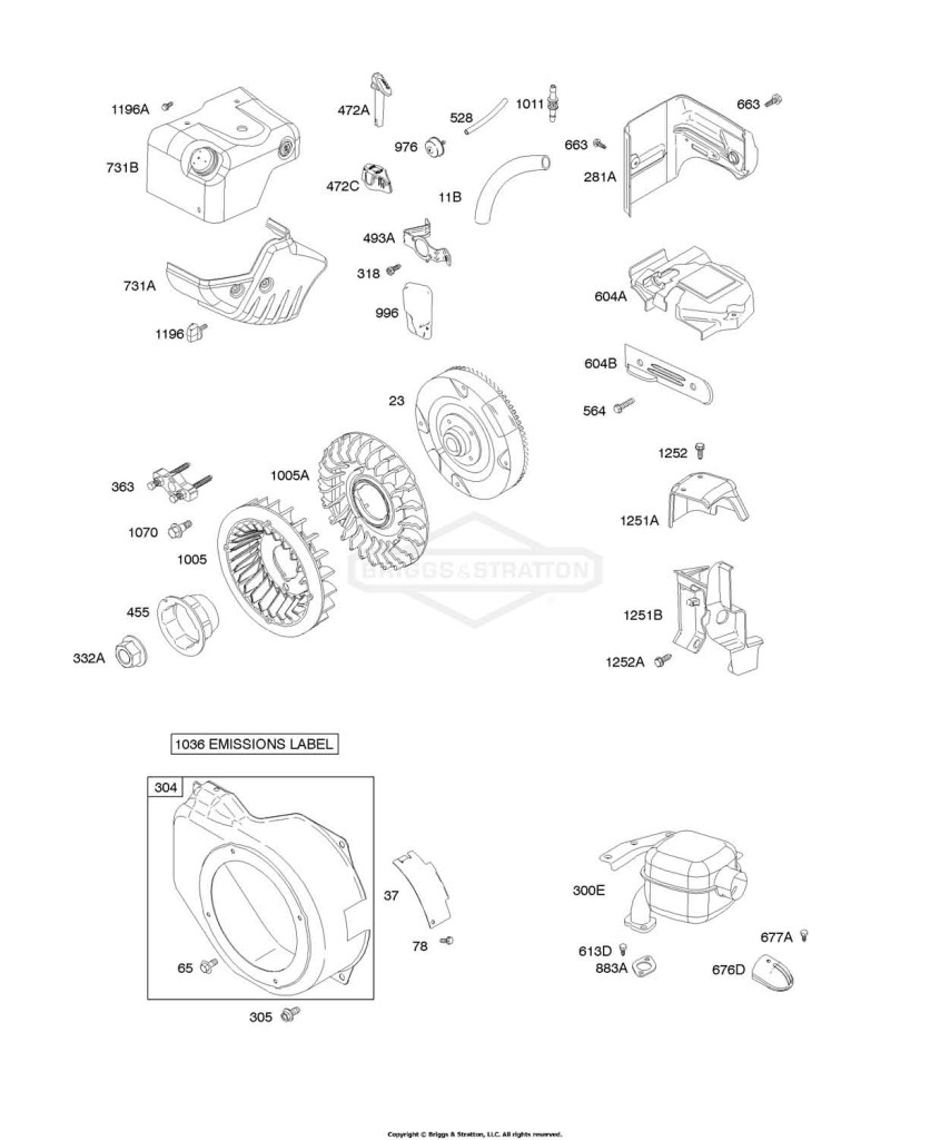 Blower Housing/Shrouds, Exhaust System, Flywheel