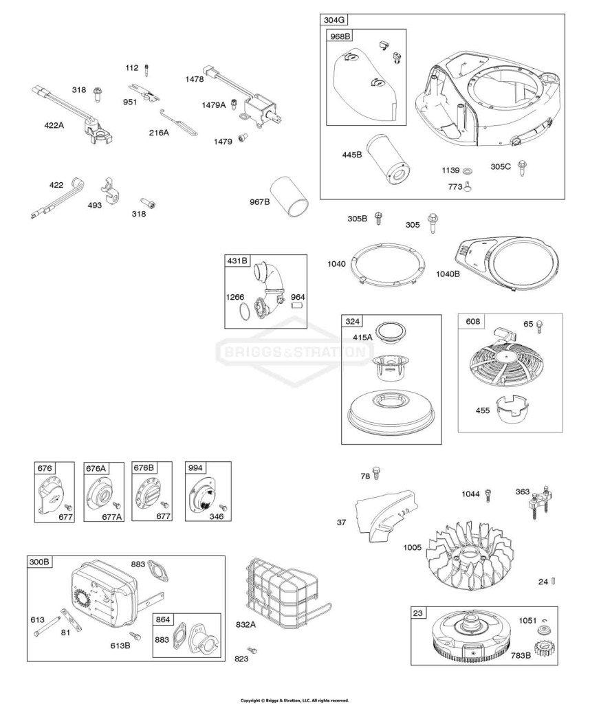 Air Cleaner, Blower Housing, Exhaust System, Flywheel, Ready Start
