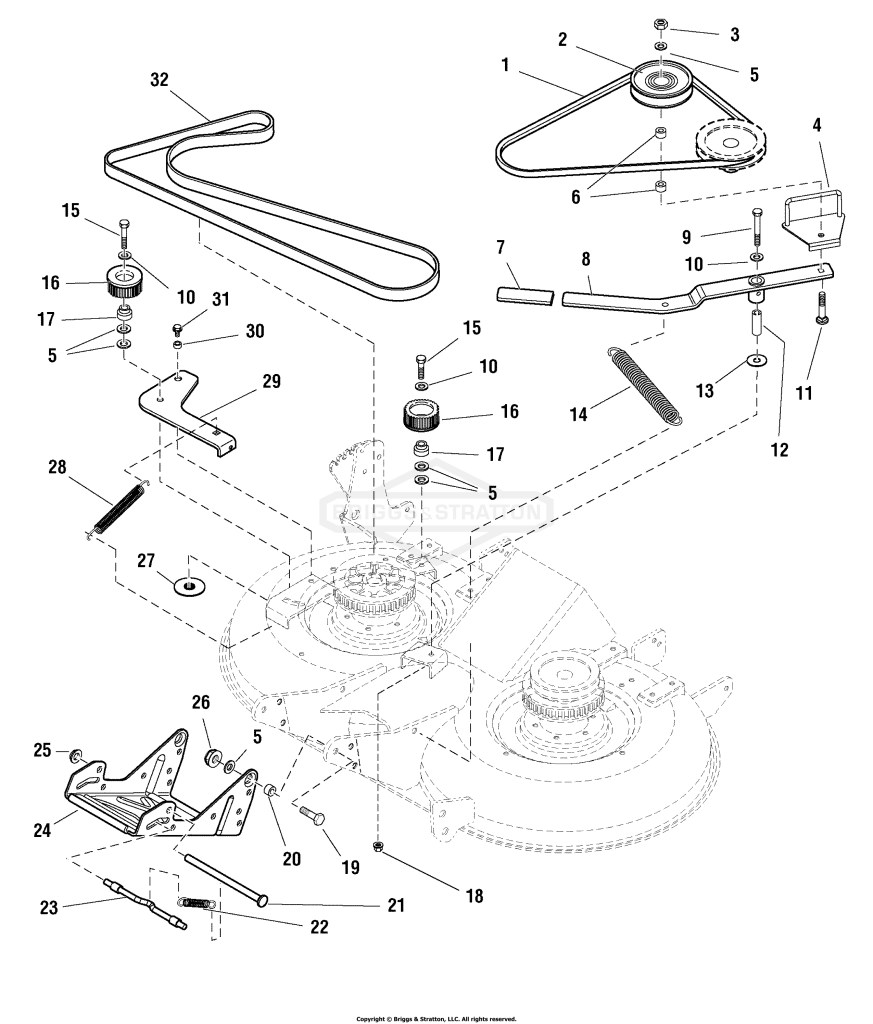 40 Mower Deck - Belt, Idle Arm & Hitch
